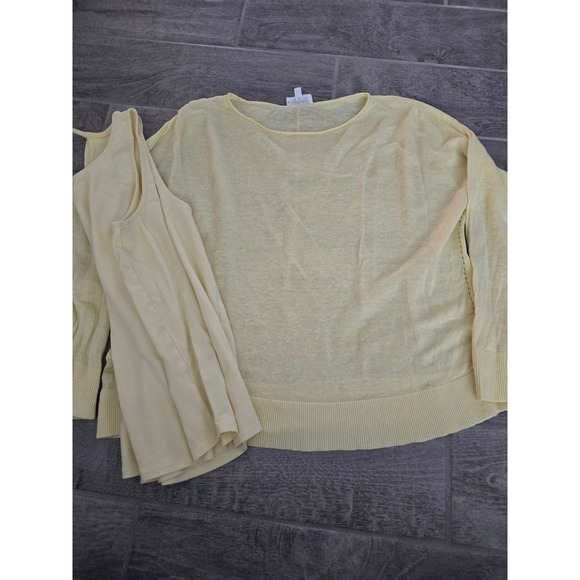 Haven Well Within Women's Linen Top & Cotton Tank Set Yellow Lightweight Size L - Picture 1 of 14